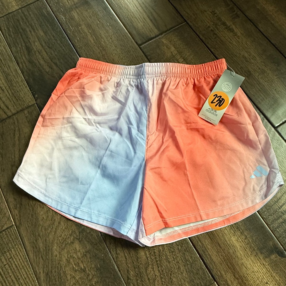 Adidas Girls Ombre Colorblock Athletic Shorts Pink Blue Coral Size‎ L 14 NWT